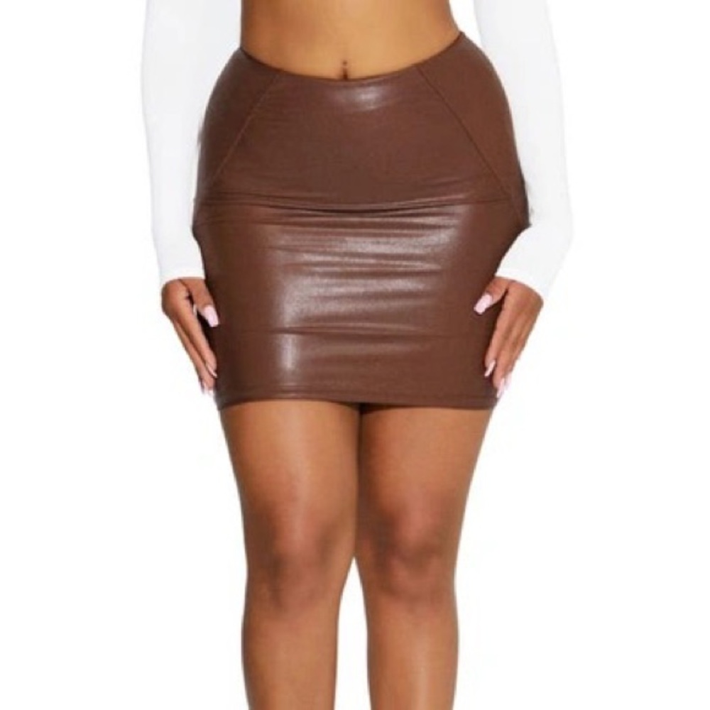 Naked Wardrobe Side Seam Detail Faux Leather Mini Skirt